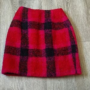 Ellen Tracy Linda allard wool blend red pink and Black Plaid Pencil Skirt size 8